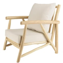 Ensemble canapé 2 places 2 fauteuils 1 table basse en teck MADURA Blanc