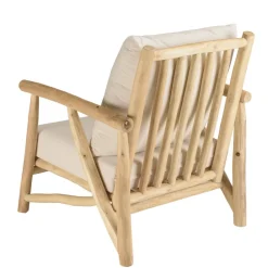 Ensemble canapé 2 places 2 fauteuils 1 table basse en teck MADURA Blanc