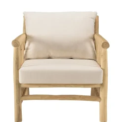 Ensemble canapé 2 places 2 fauteuils et une 1 table basse BORNEO en teck WILL Blanc
