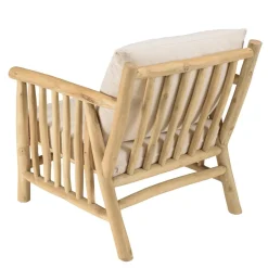 Ensemble canapé 2 places 2 fauteuils et une 1 table basse BORNEO en teck WILL Blanc