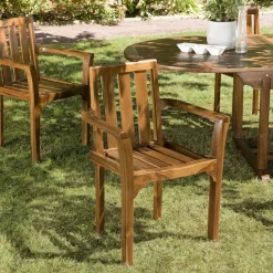 Ensemble de 2 fauteuils empilables HANNA en bois teck huilé