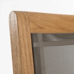Ensemble de 2 fauteuils jardin empilables en bois teck et textilène couleur taupe