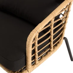 Ensemble de 2 fauteuils rotin synthétique et table basse ronde MALO