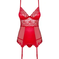 Ensemble guépière et string rouge