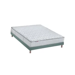 Ensemble Matelas Ressorts 7 zones COSMA + Sommier - Made in France - Sommier Vert céladon