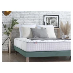 Ensemble Matelas Ressorts 7 zones COSMA + Sommier - Made in France - Sommier Vert céladon