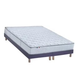 Ensemble Matelas Ressorts 7 zones COSMA + Sommier - Made in France - Sommier Bleu denim