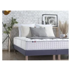 Ensemble Matelas Ressorts 7 zones COSMA + Sommier - Made in France - Sommier Bleu denim
