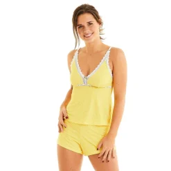 Ensemble pyjama - top et short - Jaune
