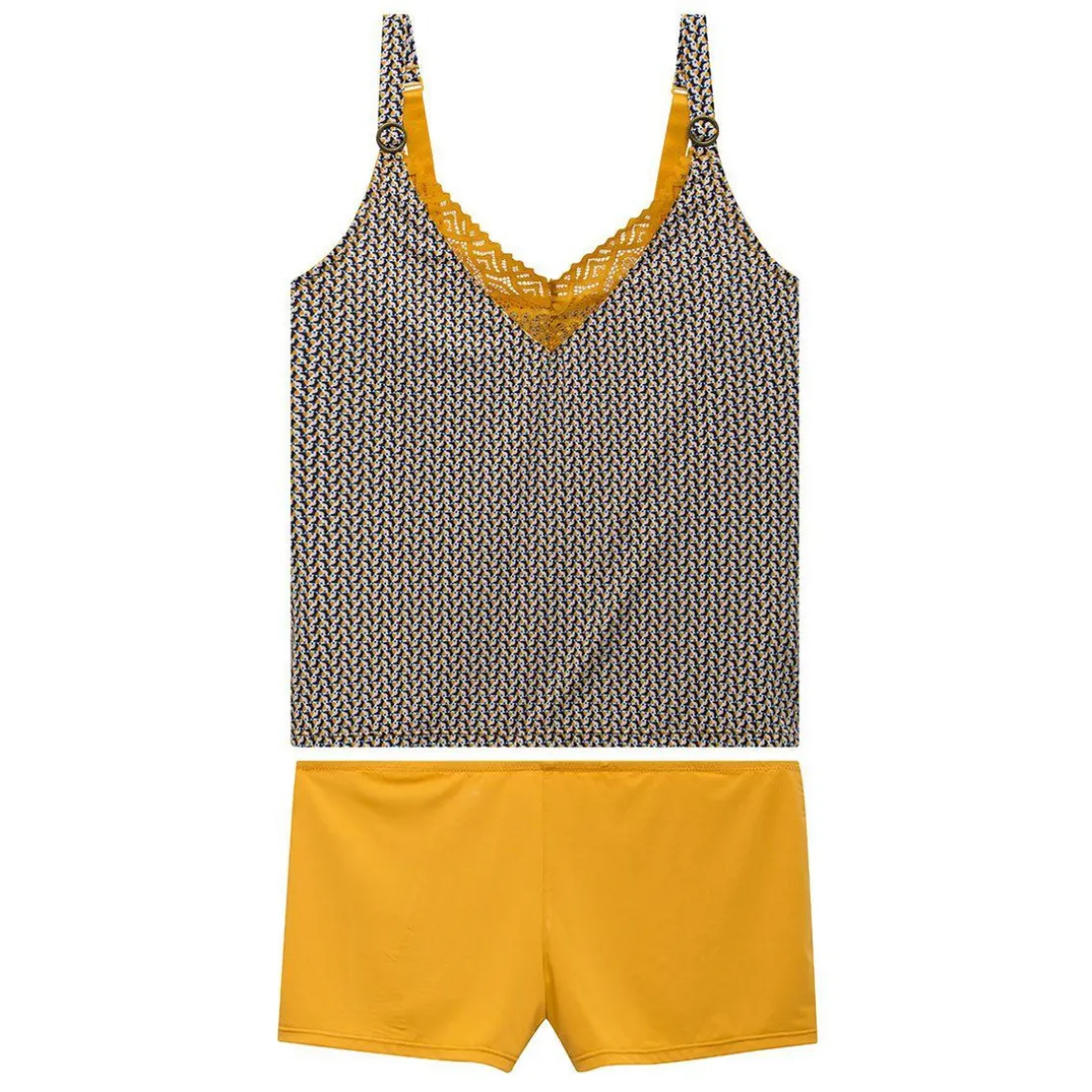 Ensemble pyjama - top et short - Jaune