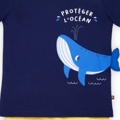 Ensemble Pyjama short Garçon haut uni avant imprimé devant ou bas uni marine
