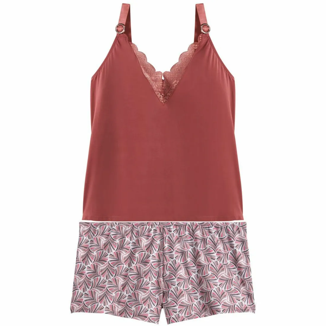 Ensemble pyjama top short Pomm'Poire - marron