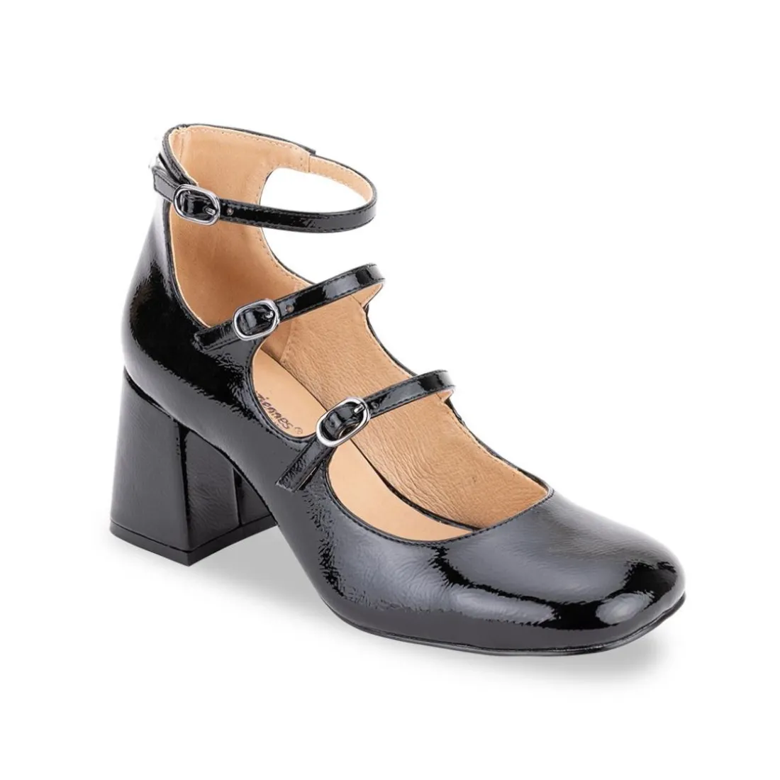Escarpins femme en cuir noir vernis DELPHINE