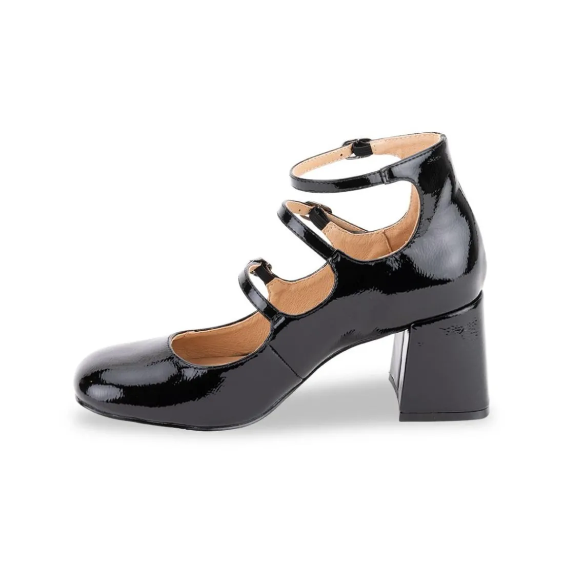 Escarpins femme en cuir noir vernis DELPHINE