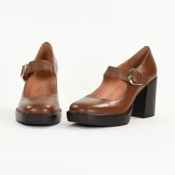 Escarpins femme en Cuir ROSIA Cognac