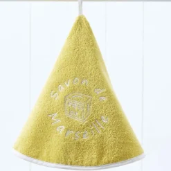 Essuie-mains SAVON MA rond 70cm Savon de Marseille jaune