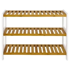 Etagère à chaussures bois et bambou trois niveaux