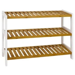 Etagère à chaussures bois et bambou trois niveaux