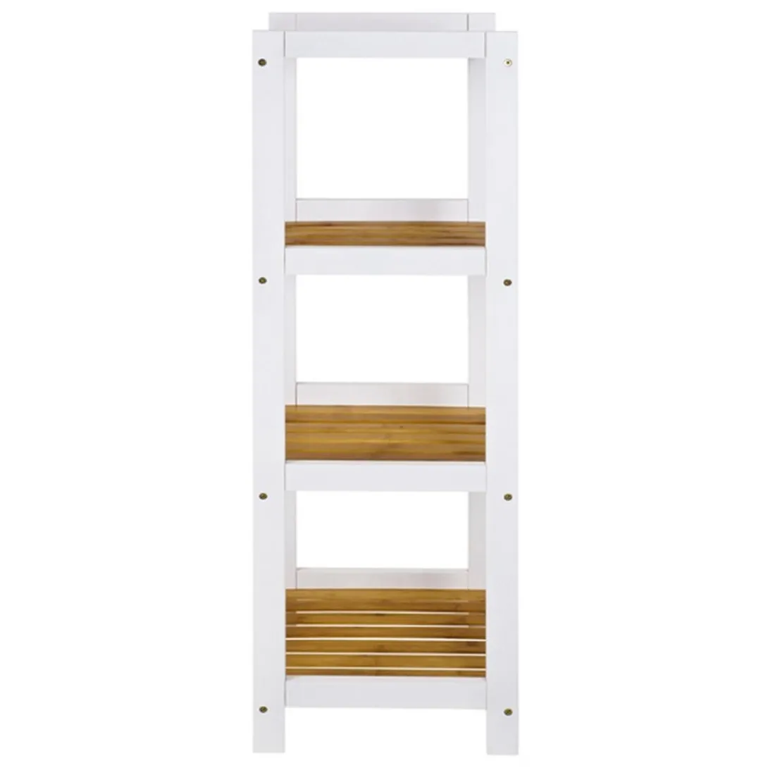 Etagère en métal laqué blanc plateaux bambou
