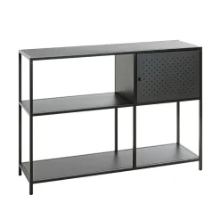 Etagère noire 4 cases et 1 porte en métal