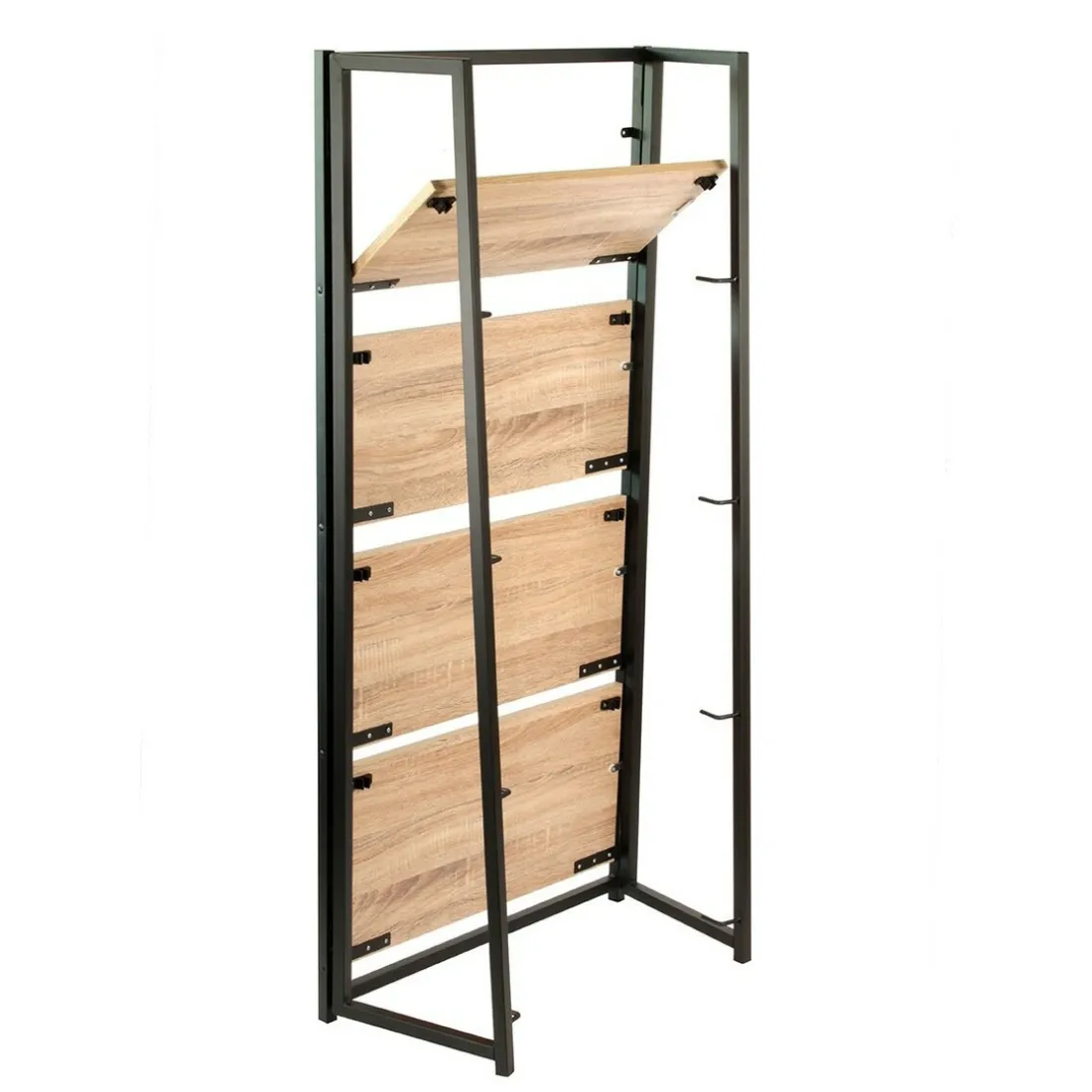 Etagère pliable 4 niveaux style industriel en bois Beige