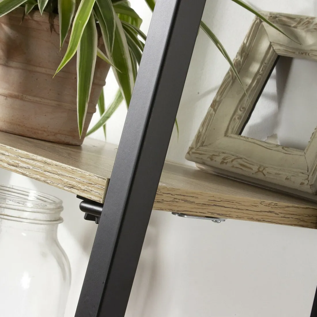 Etagère pliable 4 niveaux style industriel en bois Beige