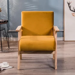 Fauteuil de salon avec structure bois jaune