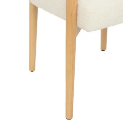Fauteuil de table Adria bois bouclette blanche