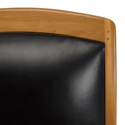 Fauteuil en teck et cuir style colonial - Noir