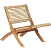Fauteuil intérieur extérieur en acacia massif et corde marron