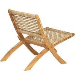Fauteuil intérieur extérieur en acacia massif et corde marron