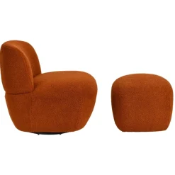 Fauteuil pivotant en bouclette épaisse terracotta Lana