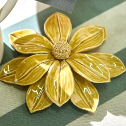 Fleur déco en céramique VALSE jaune