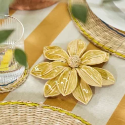 Fleur déco en céramique VALSE jaune