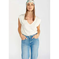 Foulard à motif tropical TRAVEL blanc Nina