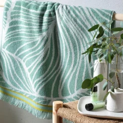 Gant de toilette en Coton Eponge à motifs EUCALYPTUS Vert menthe