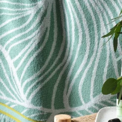Gant de toilette en Coton Eponge à motifs EUCALYPTUS Vert menthe