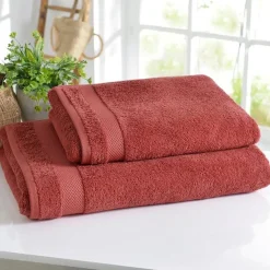 Gants de toilette en Coton éponge bouclette ATLANTIQUE Rouge grenade