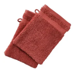 Gants de toilette en Coton éponge bouclette ATLANTIQUE Rouge grenade