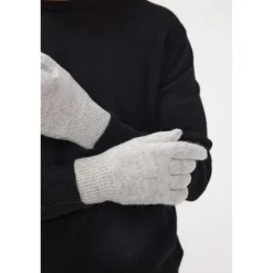 Gants unisexe en cachemire gris perle