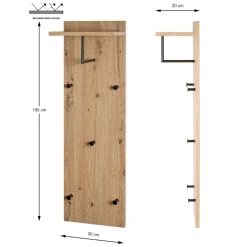 Garderobe murale multifonction bois et métal