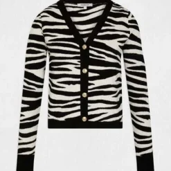 Gilet / Cardigan femme noir et blanc en viscose