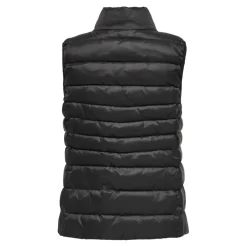 Gilet matelassé long col haut noir en nylon Lane