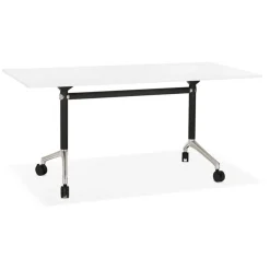 Grand bureau pliable 'FLEXO' blanc sur roulettes
