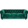 Grand Canapé Chesterfield 3 places Velours Vert ANGOL