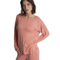 Guimauve - t-shirt manches longues fluide rose en viscose