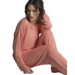 Guimauve - t-shirt manches longues fluide rose en viscose