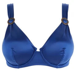 Haut de maillot de bain plongeant à armatures bleu