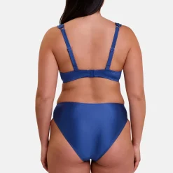 Haut de maillot de bain plongeant à armatures bleu