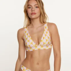 Haut de maillot de bain triangle rose Seventies